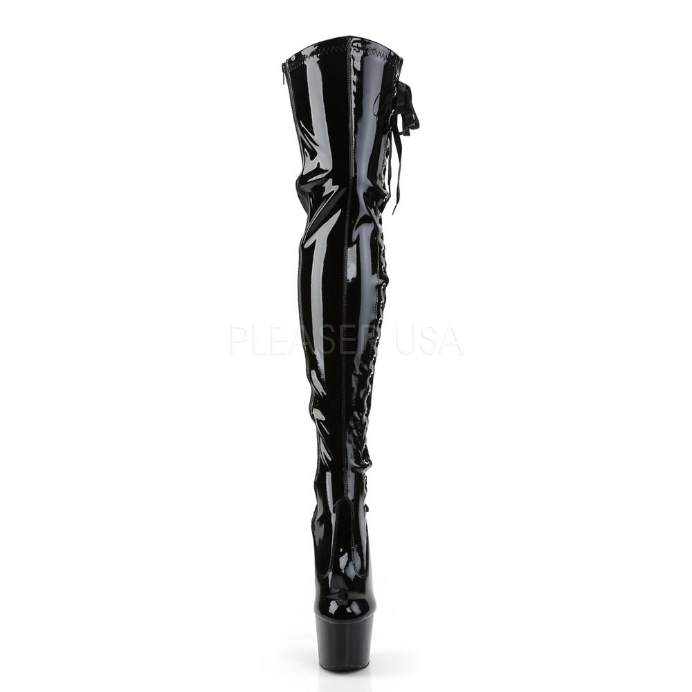 Pleaser - ADORE-3050 Plateau Overknee Laarzen - Paaldans schoenen - Zwart
